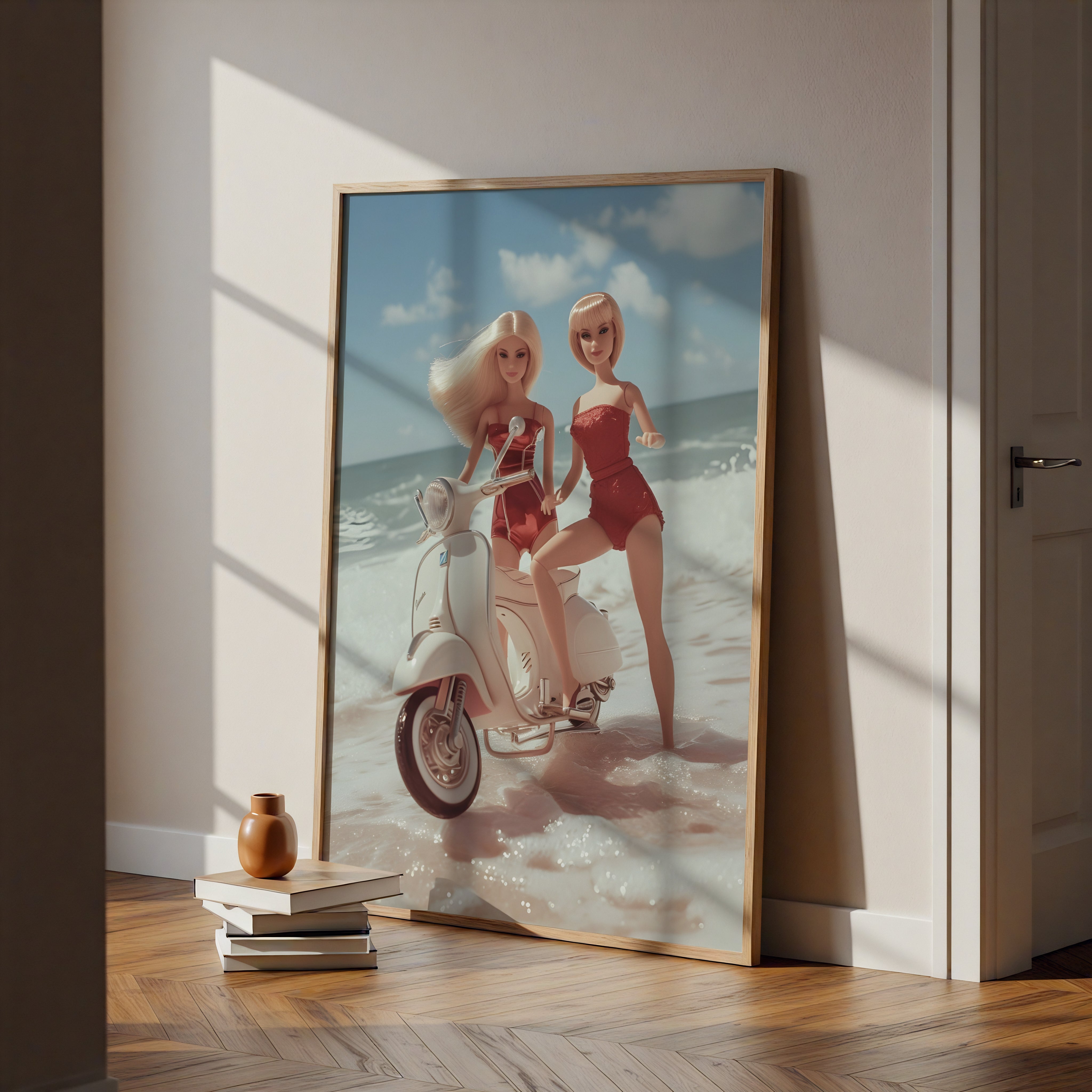 Framed Vespa Beach Duo