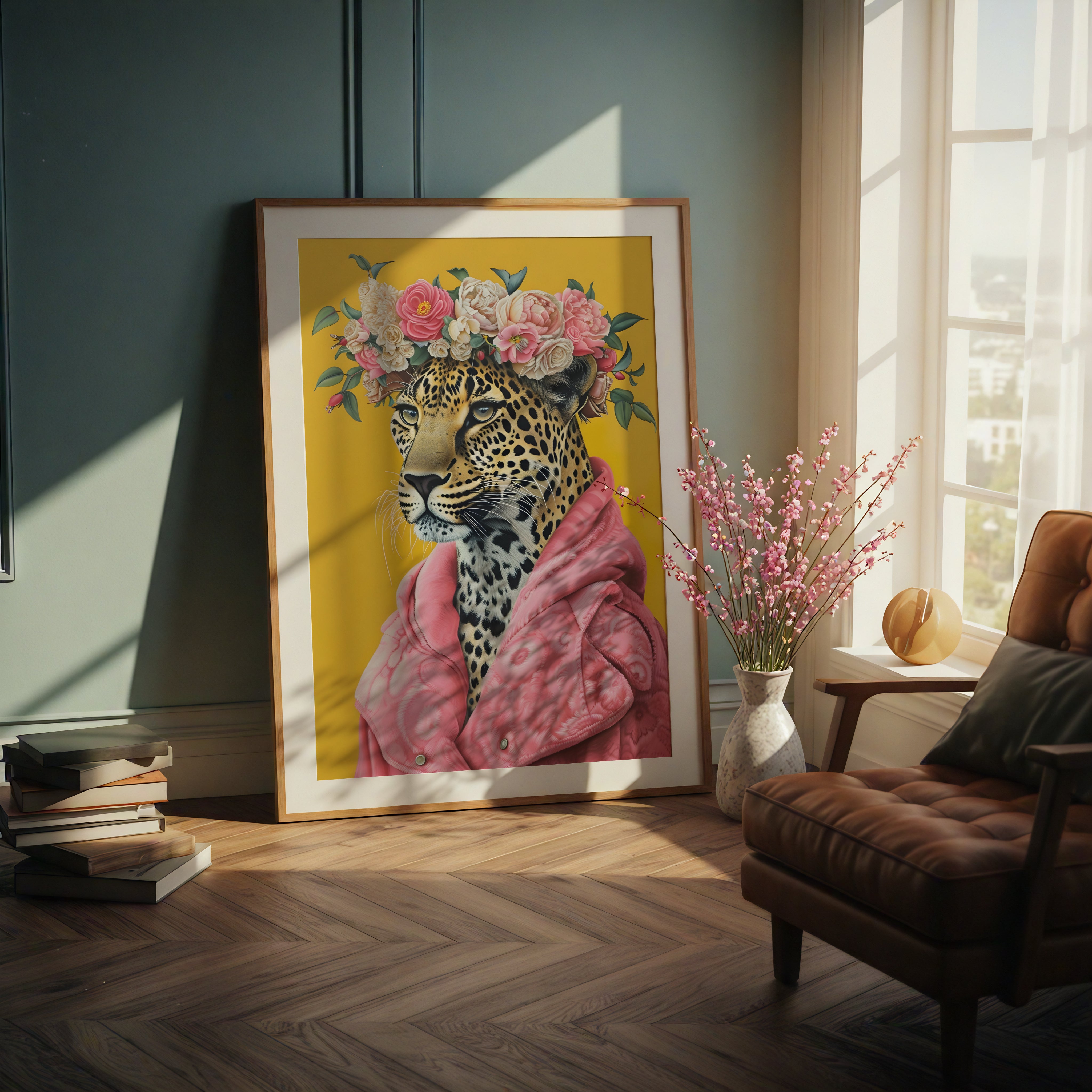 Framed Royal Bloom Leopard