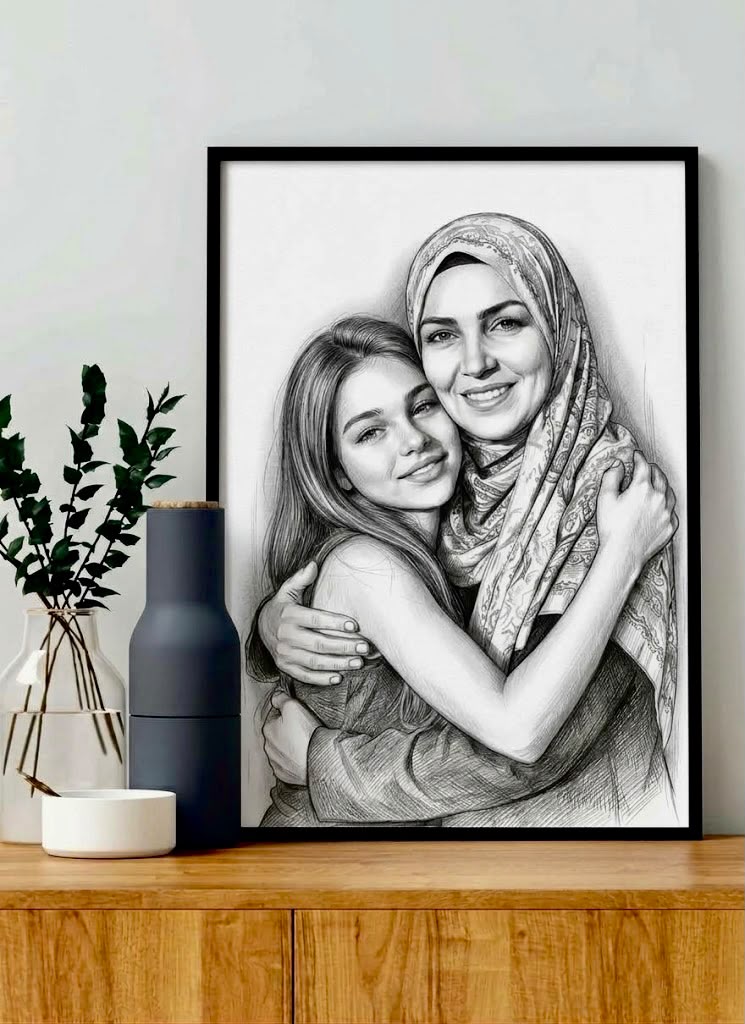 Portrait personnalisé A4 — Noir & Blanc